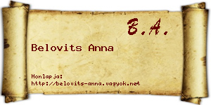 Belovits Anna névjegykártya