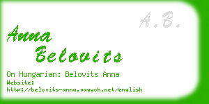 anna belovits business card